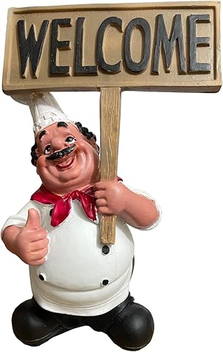 Holding - Figura decorativa de resina para tablero de bienvenida, escultura de chef francés, estatua de escritorio moderna para el hogar, cocina,