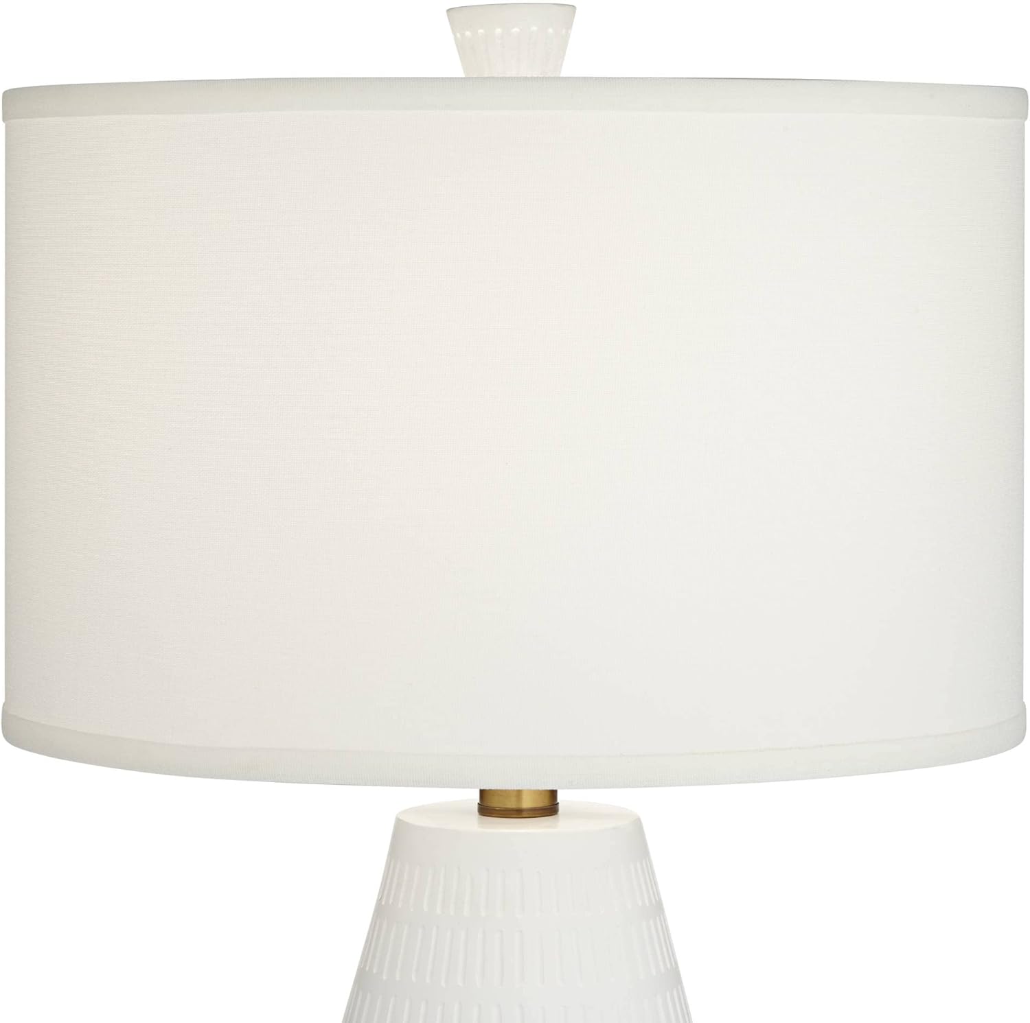 Possini Euro Design Luke 30" Tall Large Geometric Mid Century Modern Coastal End Table Lamp White Finish Single Fabric Shade Living Room Bedroom Bedside Nightstand House Office Home Reading