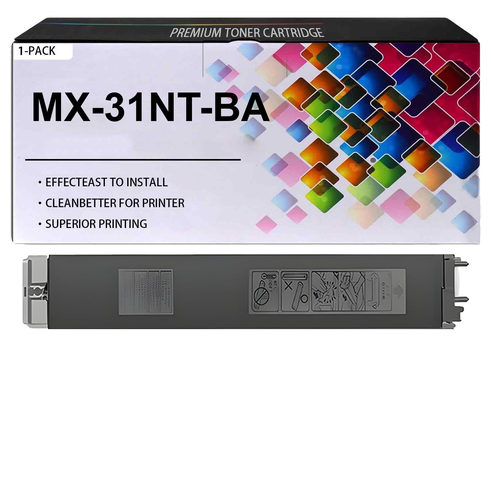 MX-31NT Toner Cartridges Replacement for Sharp MX-31NT-BA MX-31NT-CA MX-31NT-MA MX-31NT-YA, Work for Sharp MX- 2301N 2600N 2601N 3100N 3101N 4100N 4101N 5000N 5001N Printers, 1 Black