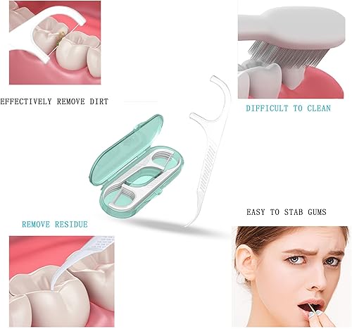 Miniatura 3 de Palillos de dientes profesionales de alta dureza, palillos de hilo dental con 120 púas de hilo dental con 12 estuches de almacenamiento, hilo dental