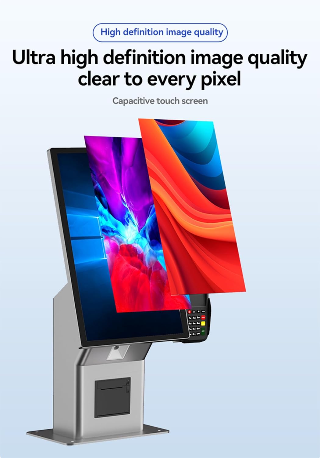21.5'' Touch-screen Self Service Kiosk, Portable Payment Terminal for Fast Food Restaurant, FHD Digital Signage Display for Restaurants/Self-Ordering/Advertising/Beauty/Retail Store/Bar/Cafe