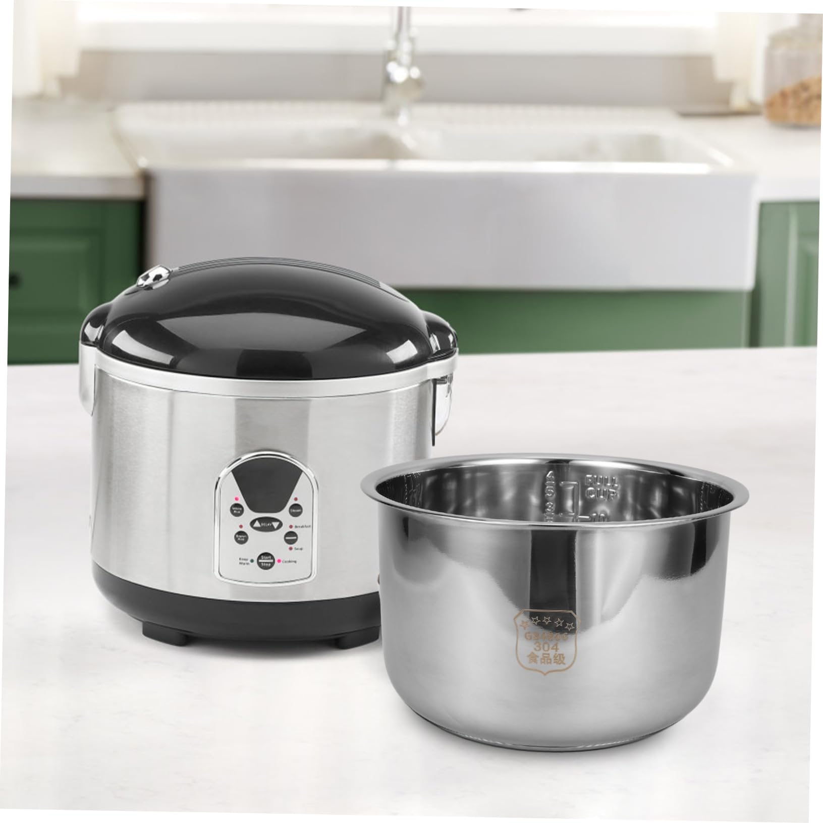COLLBATH Pentola per Cuociriso Acciaio Inossidabile Design Antiaderente e Multifunzionale Accessorio per Cucina Elettrica Compatibile con Cuociriso Standard