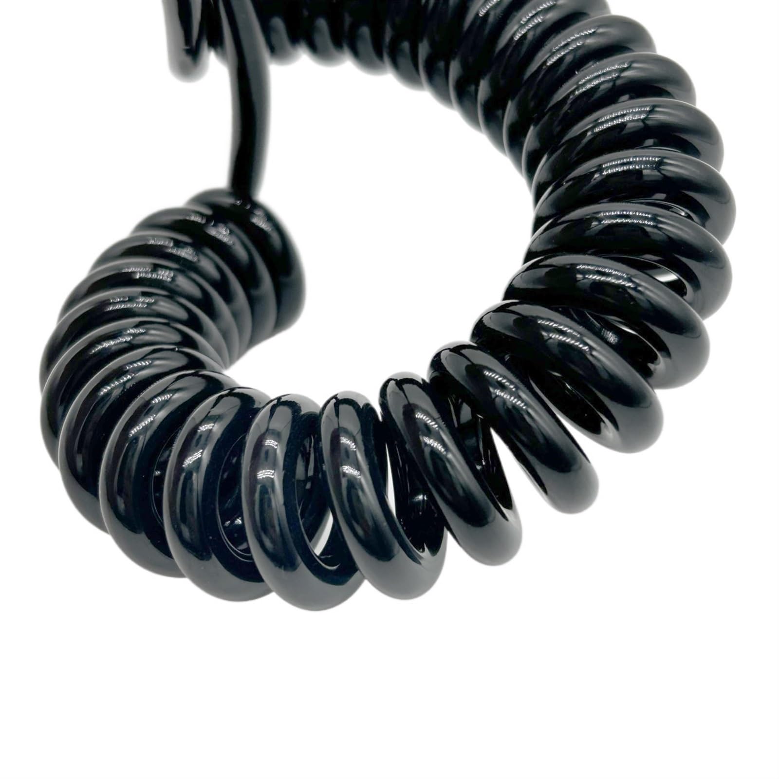 5-metrowy przedłużany kabel sprężynowy z 5-żyłowym czarnym przewodem spiralnym (20AWG)