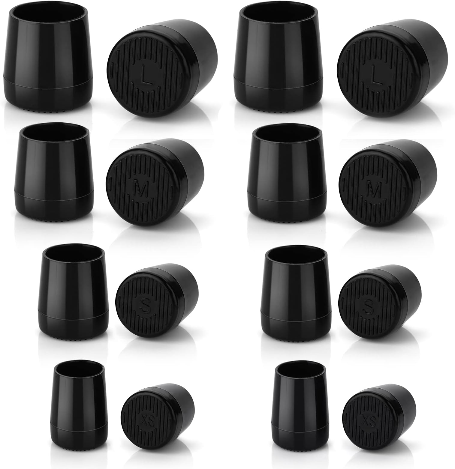Sibba High Heel Protectors 8 Pairs Black Anti-Slip Heel Stoppers Protective Replacement Shoes Repair Caps Tip Covers Cushions Cups for Outdoor Party Wedding Events 4 Sizes Stiletto XS,S,M,L