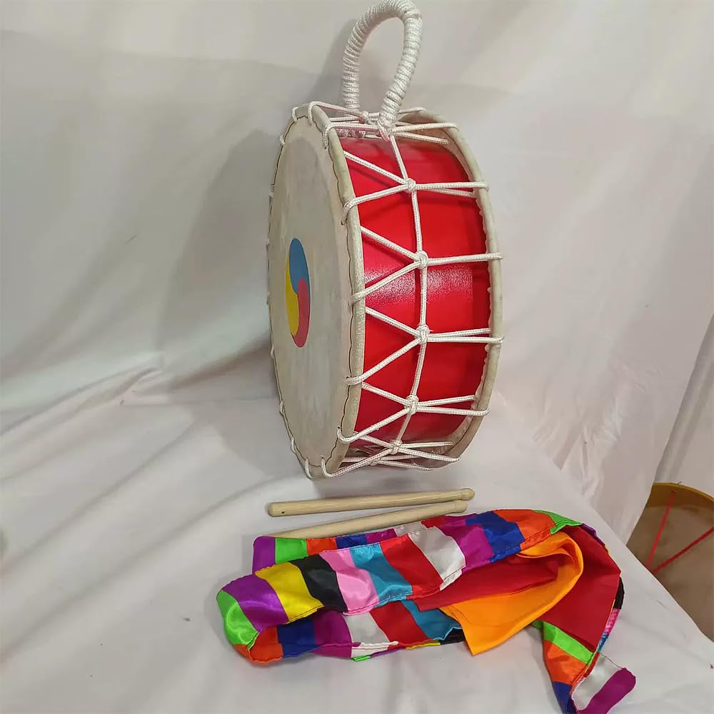 Tambor De Cuerda Pintado Coreano, Incluye Baquetas Y Cinta, Sonido Fuerte/Fácil De Tocar,45CM
