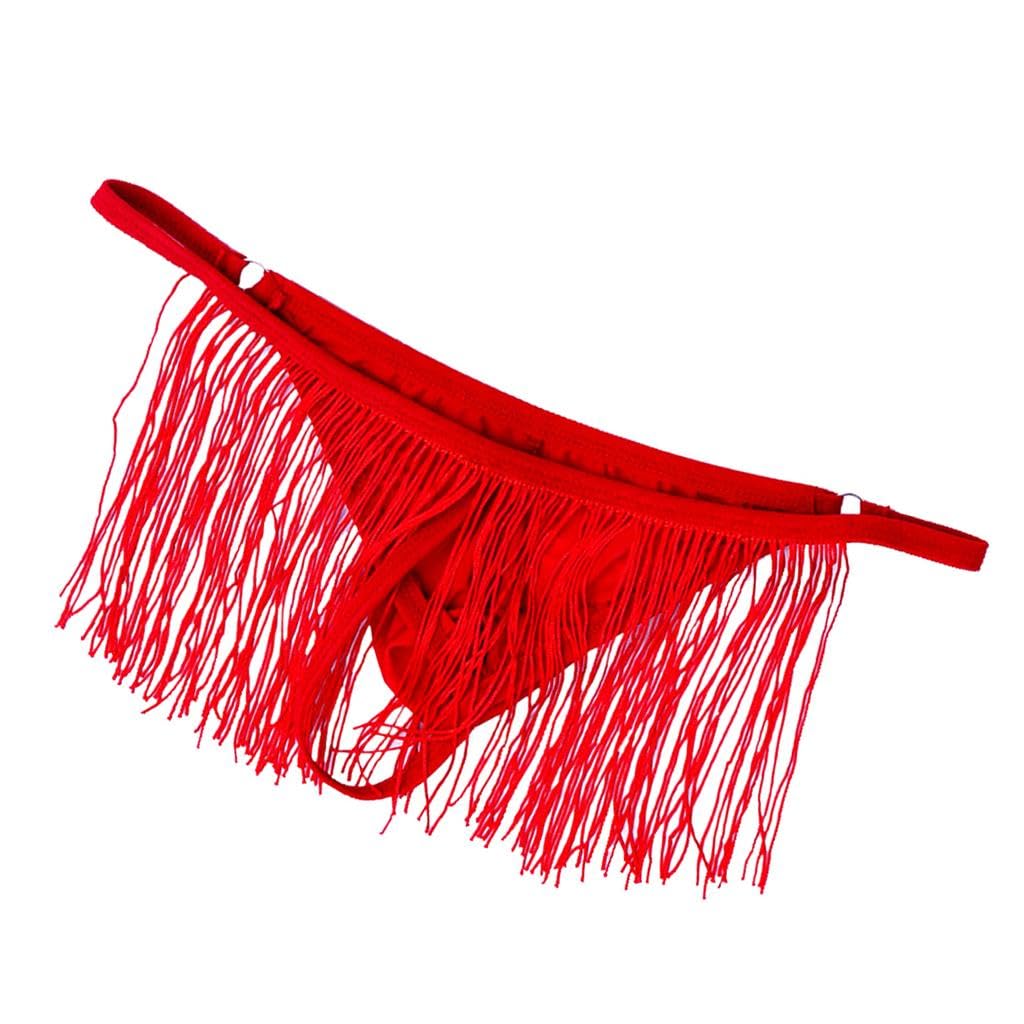 Solid Color Fringe Design T-Back G-String Panties for Men Red | Clothing Shoes & Accessories | Mens Clothing | Underwear | 1 x Men’s Underwear-image-13