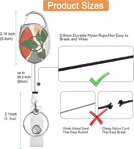 Vista 73 de Carrete retráctil para tarjetas de identificación con llavero retráctil para llaves, lindo nombre, carretes decorativos de tarjetas de Pretty