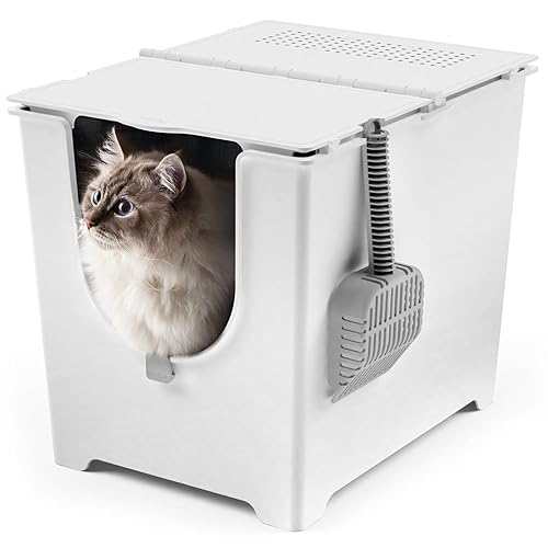 Modkat Flip Front-Entry Litter Box — Full-Height Seamless Base with Reusable Liner, Sifting Scoop & Charcoal Filters (White)