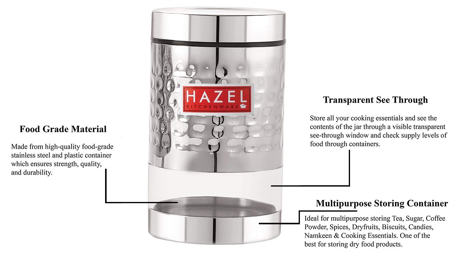 Transparent Stainless Steel Storage Jar - 1000ml -4 Transparent Stainless Steel Storage Jar - 1000ml -4