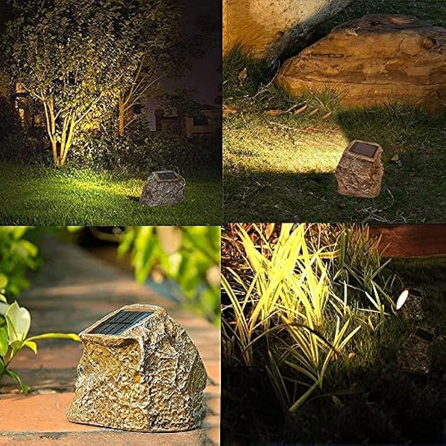 EiGreen 4 Pack Solar Garden Rock Lights Outdoor Decorative, 10 LED Waterproof Solar Pathway Lights,Solar Spot Lights Outdoor, for Ideal for Garden Walkway Pathway Patio