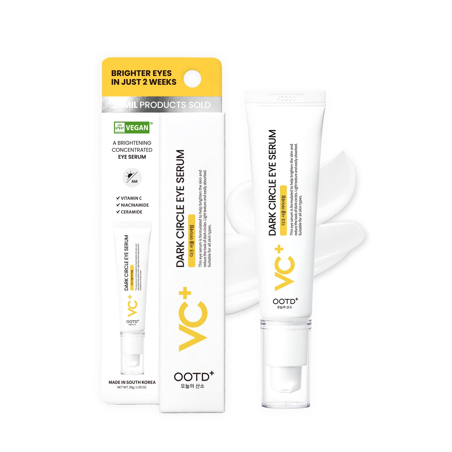 #OOTD Dark Circle Eye Serum with Niacinamide, Ceramides and Vitamin C, Eye Contour Serum, Eye Contour Serum, Reducing Dark Circles and Whitening, 30g
