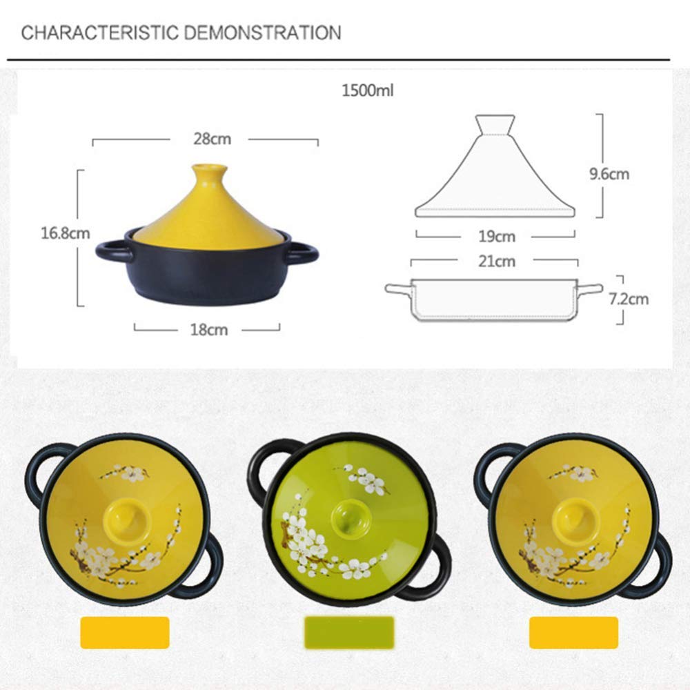 Marmite à tajine, Casserole à Braiser avec céramique, Pot Multifonctionnel à résistance aux Hautes températures pour la Cuisine à Domicile ou Le Restaurant, cocotte à Soupe mijoteu