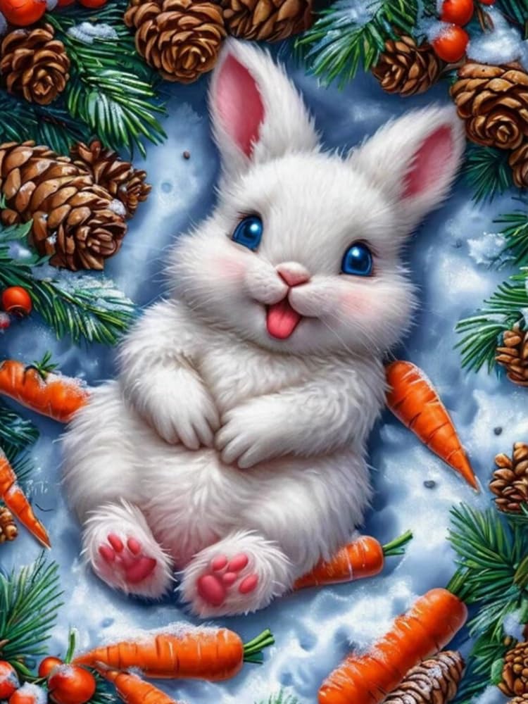 COKYIS Stamped Cross Stitch Kits Rabbit and Carrot 11CT Counted Printed Cross Stitch Kit,Preprinted Pattern Embroidery Starter Kit for Beginner and Adults 40x50cm