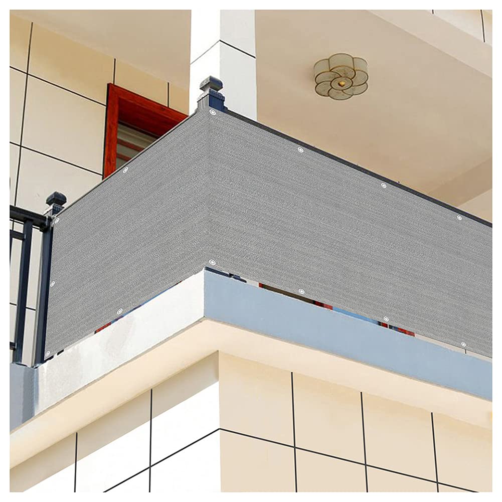 HYHMJ-Balcony Privacy Screen Height 0.6M/0.7M/0.8M/0.9M/1.2M Outdoor Garden Fence Privacy Protector UV Resistant HDPE Metal Buttonhole,Gray,0.6x6m