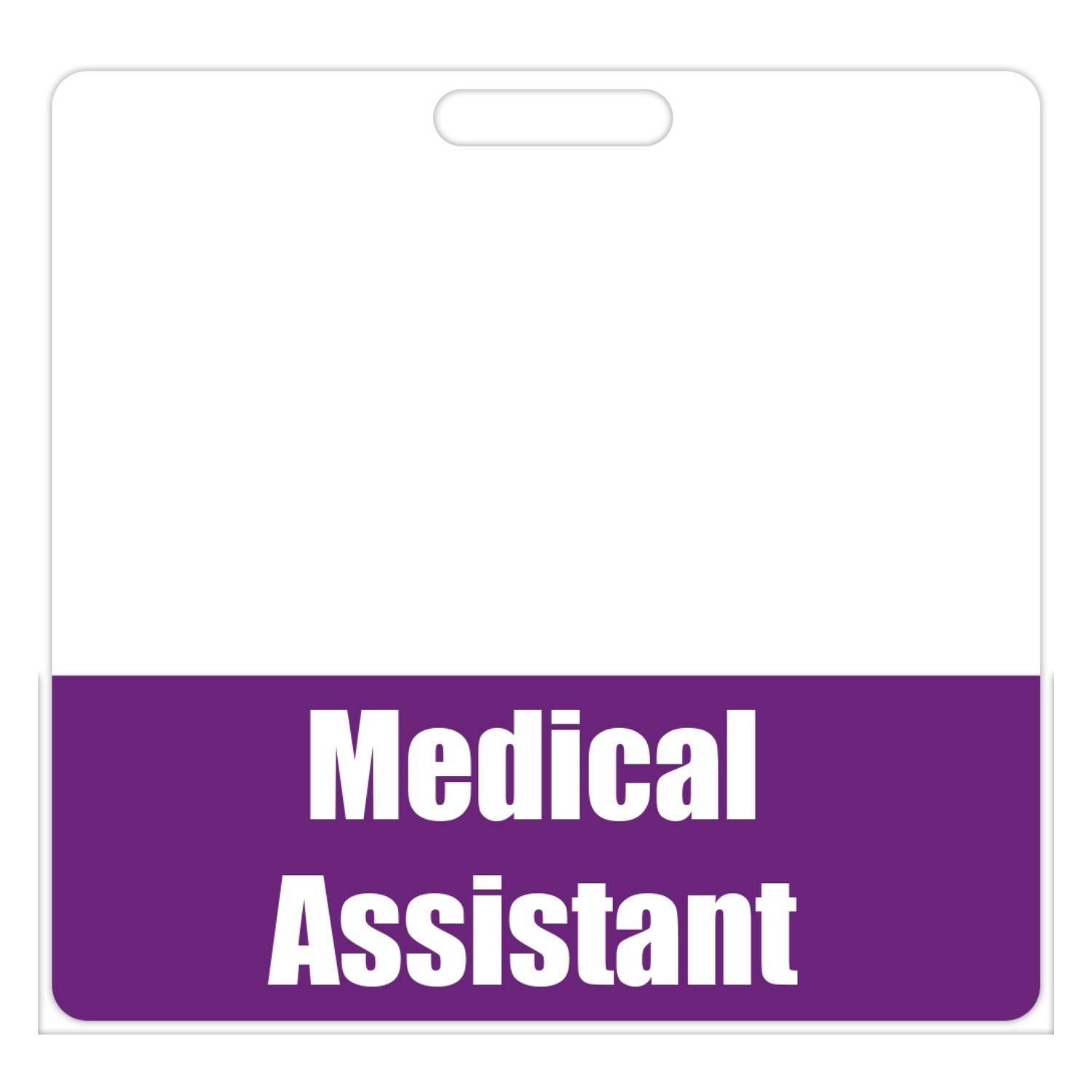 Medical Assistant Badge Buddy (Purple) - Heavy Duty Badge Tags for MAs - Double Sided Identification Card