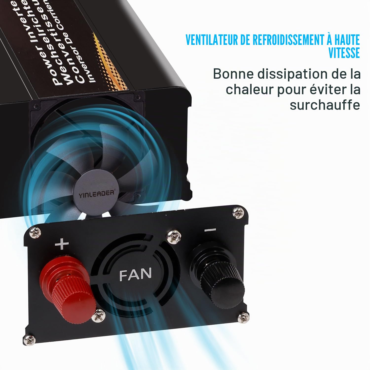 Yinleader 500W /1000W Convertisseur 12V 220V 230V, Onduleur Voiture Transformateur de Tension avec 1 Prise Secteur et 2 USB, Adaptateur pour Auto, Camping-Car, Voyage