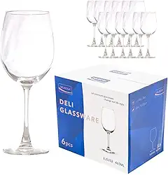 Jogo 12 Taças de Vidro para Vinho Tinto, Água e Drinks 465ml - Design Clássico e Elegante, 22,5cm de Altura