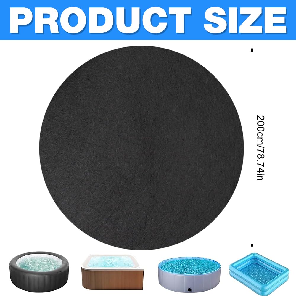 Poolunterlage Rund 2m, Faltbar Pool Unterlage Outdoor, Wasserabsorbierende Pool Unterlage Outdoor Rund, Wiederverwendbar Whirlpool Matte 200cm, Verlängert Die Lebensdauer Der Auskleidung