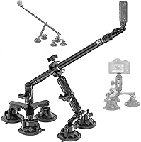 BRCOVAN Suction Cup Car Camera Mount with Extendable Metal Selfie Stick for DJI Osmo, Insta360, GoPro - Adjustable for Bike, Motorcycle, Boat, Truck