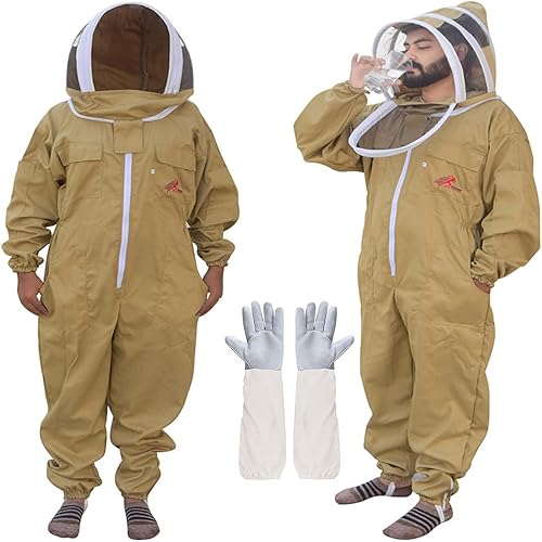 Miniatura 1 de Euphoric Polly Traje de abeja de algodón, traje de apicultura de velo de esgrima, traje de apicultor a prueba de picaduras, traje de guardián de la