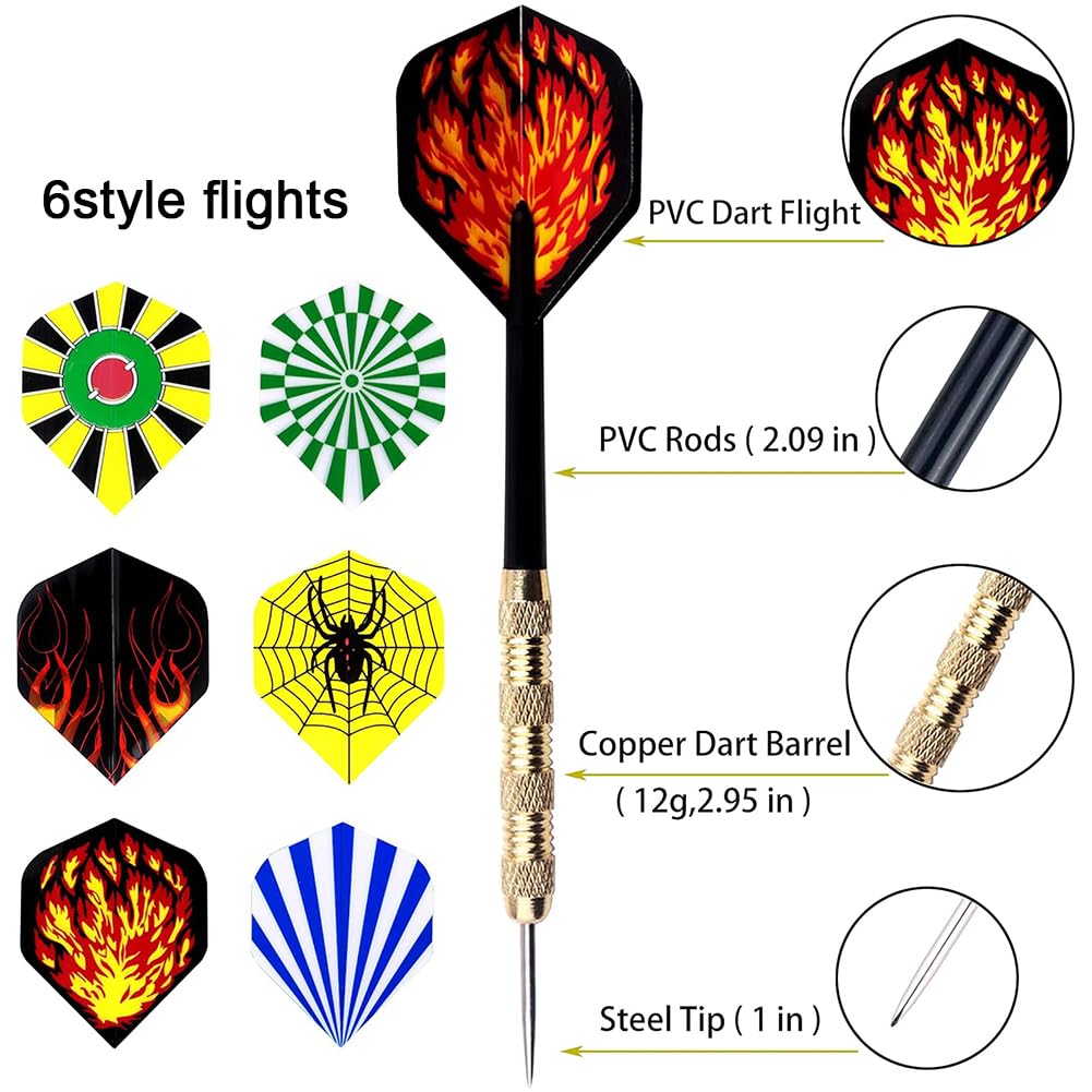 Jeu De Fléchettes à Pointe En Acier – Pointe En Acier Professionnelle Pour Cible De Fléchettes – Comprend