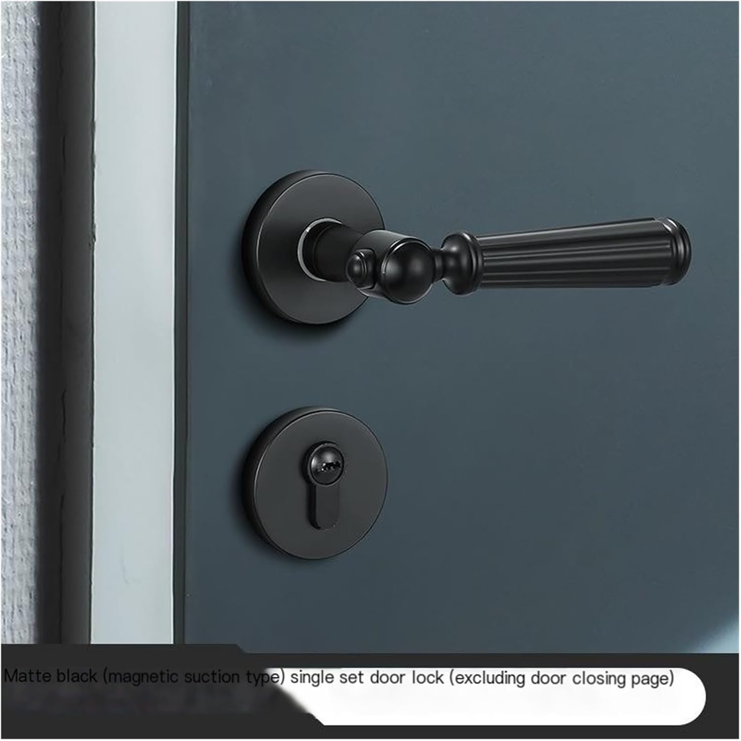 Light Luxury Room Door Lock Indoor Bedroom Silent Door Handle Black Door Lock Solid zinc Alloy Wooden Door Magnetic Suction Lock(Type A-Silent Lock Body)