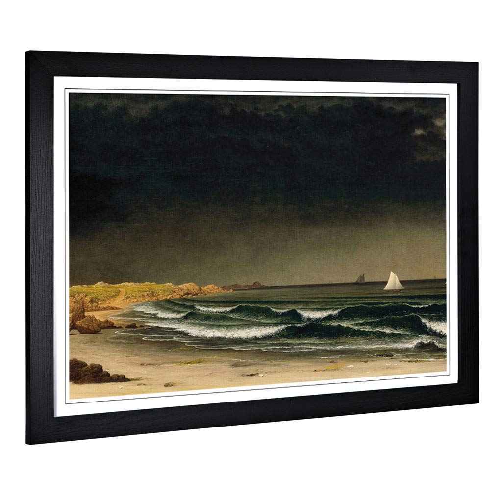 Big Box Art Framed Print of Martin Johnson Heade Aproaching Storm Design | Wall Art Picture | Home Decor for Kitchen, Living Room, Bedroom, Hallway, Black, A2 / 24.5x18 Inch / 62x45cm