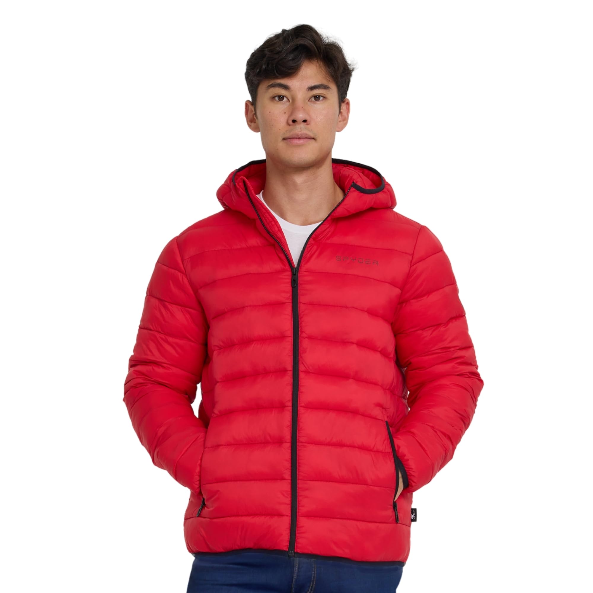 spyder packable puffer jacket men with hood, lightweight winter jackets for men