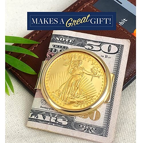 American Coin Treasures Gold Tone Coin Money Clip - Tribute To $20 1933 Saint Gaudens Double Eagle Gold Piece MoneyClip - Holder3