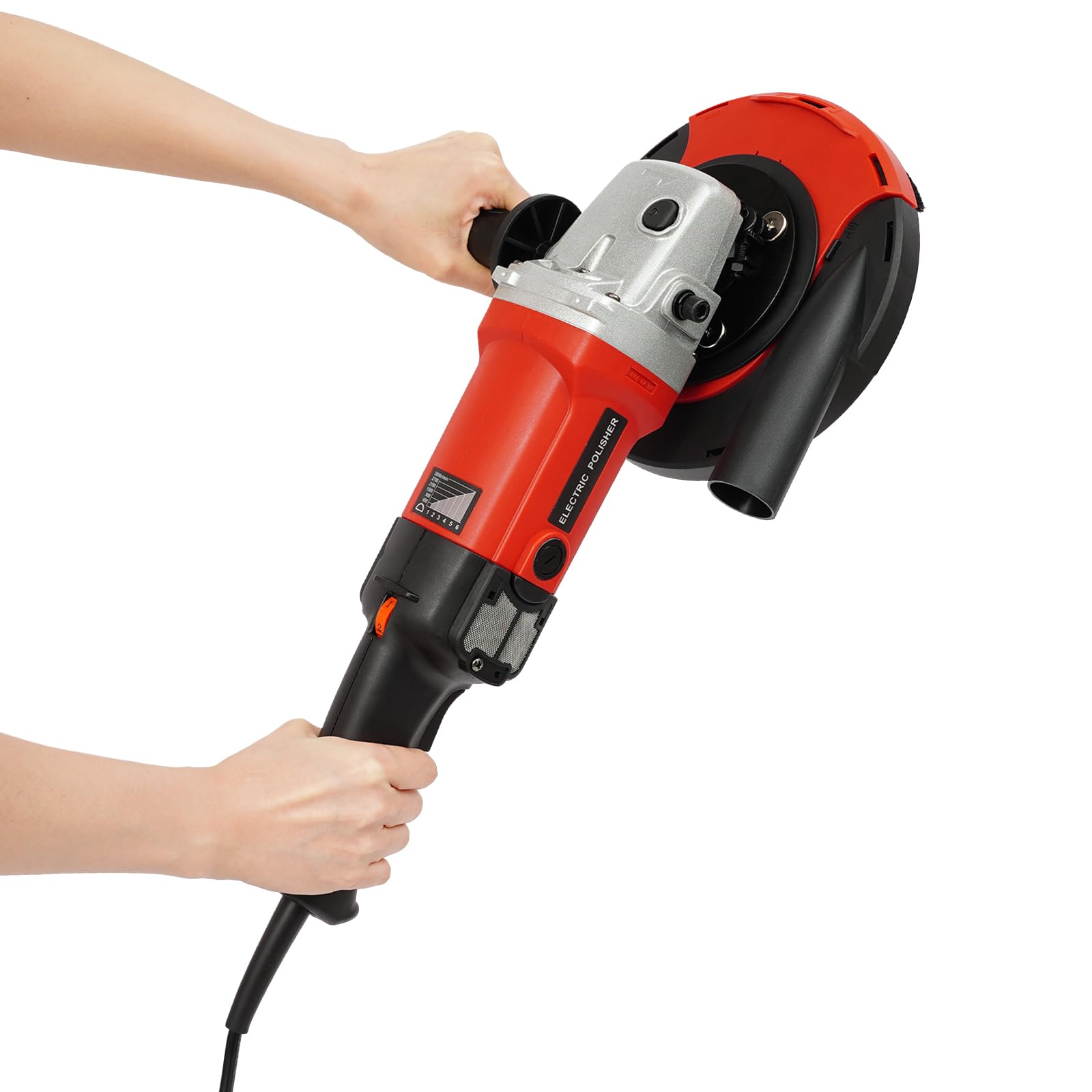 Amoladora de hormigón, amoladora angular de 1580 W, diámetro del disco 180 mm, velocidad ajustable de 6 velocidades, para rectificar diferentes materiales (rojo)