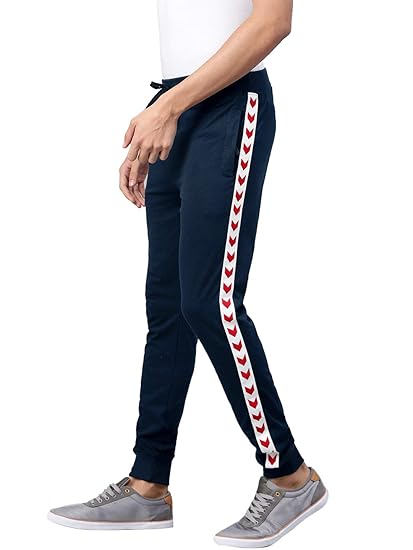 Men's Regular Fit Joggers (MEN-S19-JOGGER-NAVY-ARROW-TAPE-XL_Navy Blue_X-Large)