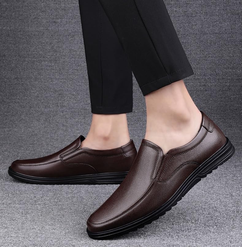 Men's Dress Shoes Breathable Leather Wingtip Brogue Oxfords Slip On Pointed Toe Derbys Classic Formal Business Shoes for Men2