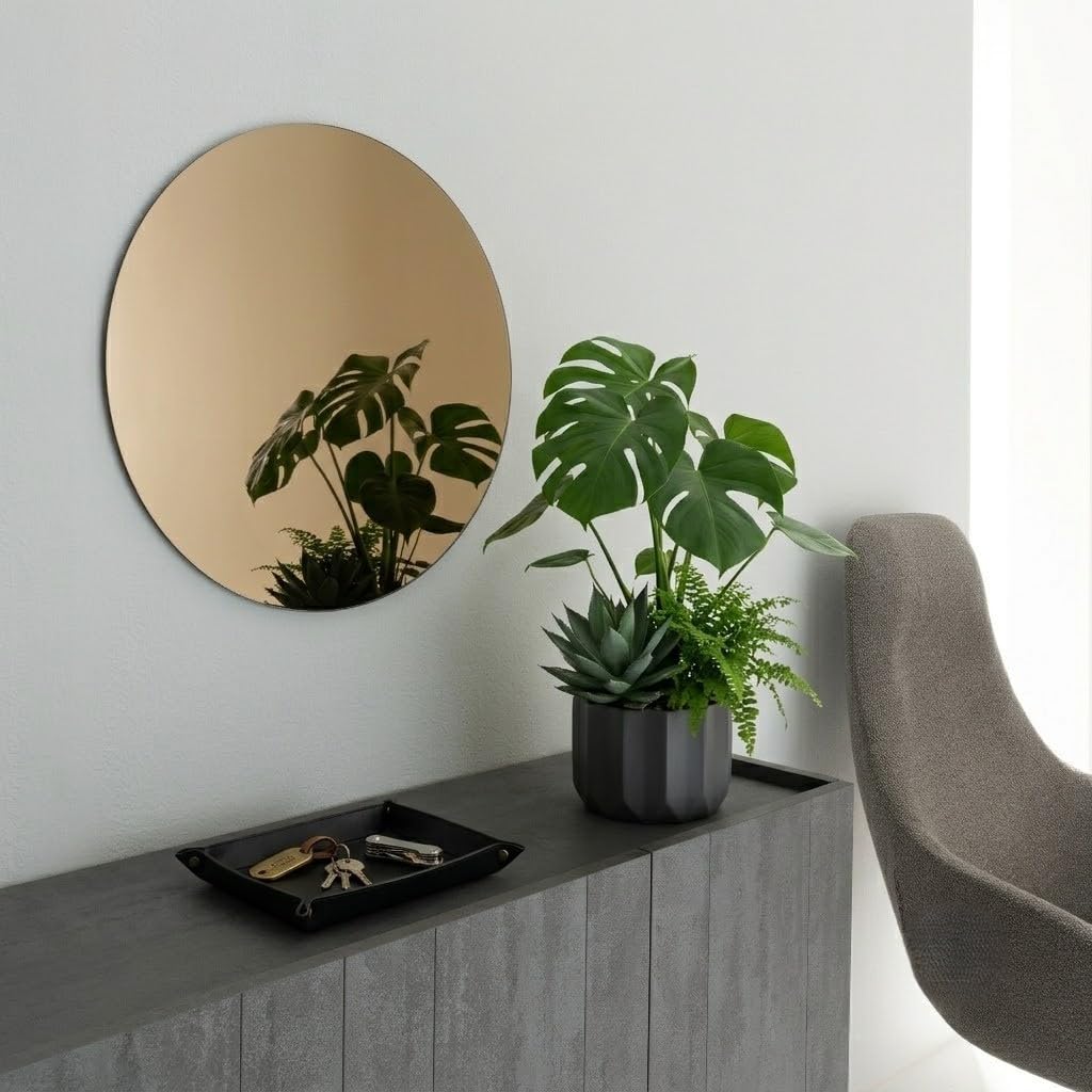 ARHome Specchio Tondo, 60 cm, Bronzato, Specchio da parete rotondo, Made in Italy