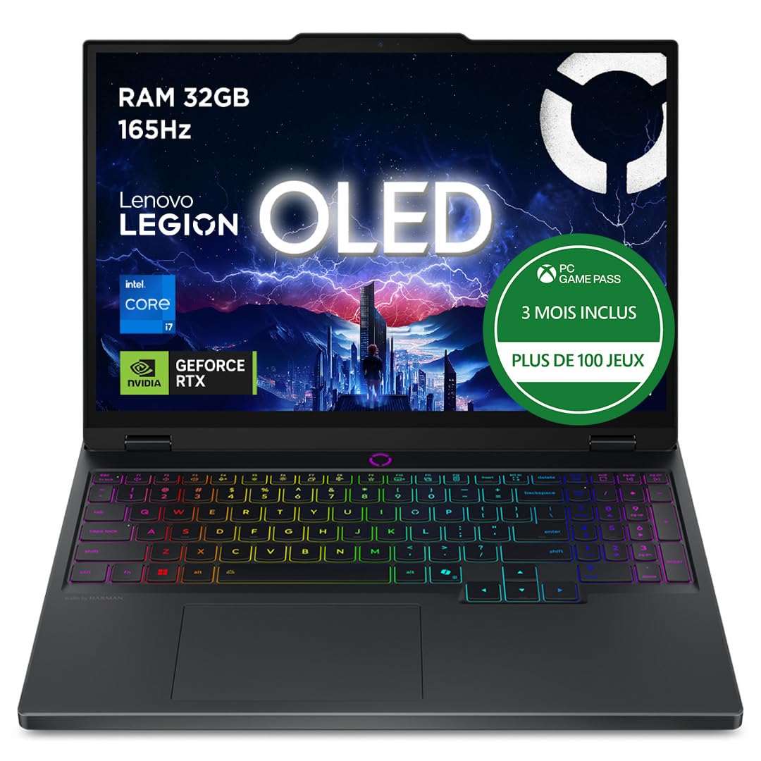 Lenovo Legion 5 15IRX10 - Ordinateur Portable Gaming 15.1'' OLED WQXGA 165Hz (Intel Core i7-13650HX  RAM 32Go  SSD 1To  NVIDIA RTX 5070 8GB  Windows 11) Clavier rétroéclairé AZERTY Français