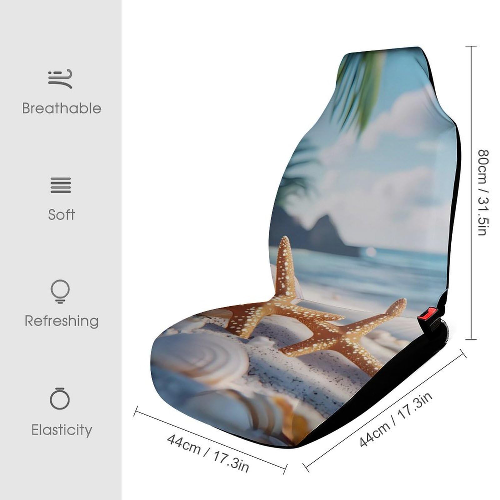 Seashell Starfish and Beach Car Seat Covers Universal Car Front Seats Protector Auto Interior Accessories 2PCS