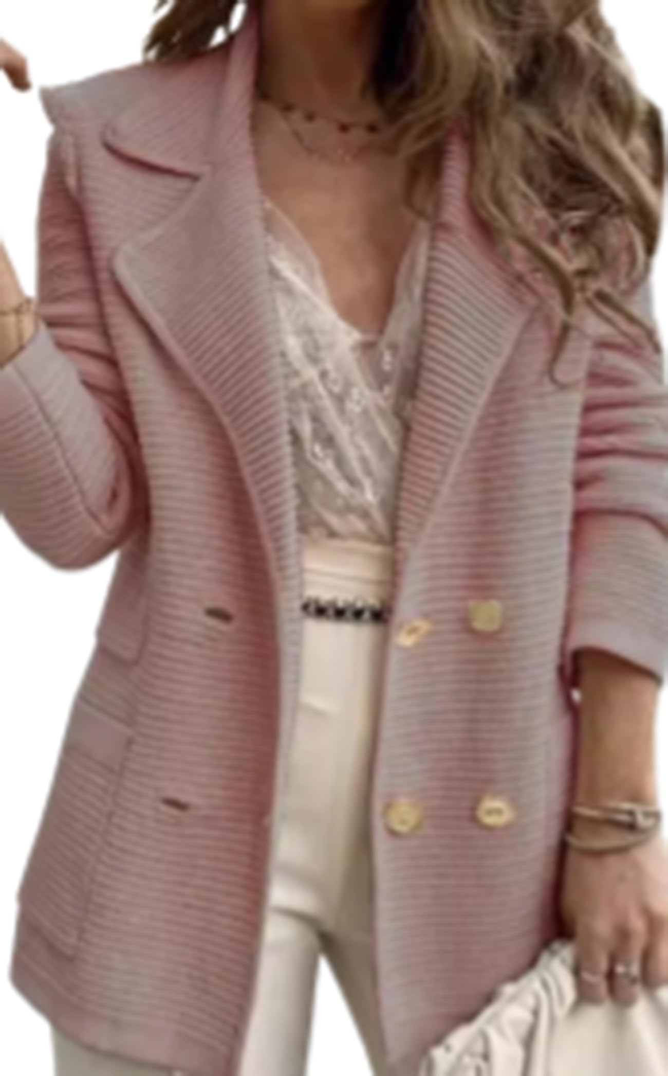 Womens Solid Color Lapel Texture Long Sleeve Corduroy Work Blazer Lounge Fashion Suitable for Autumn Wear 2025