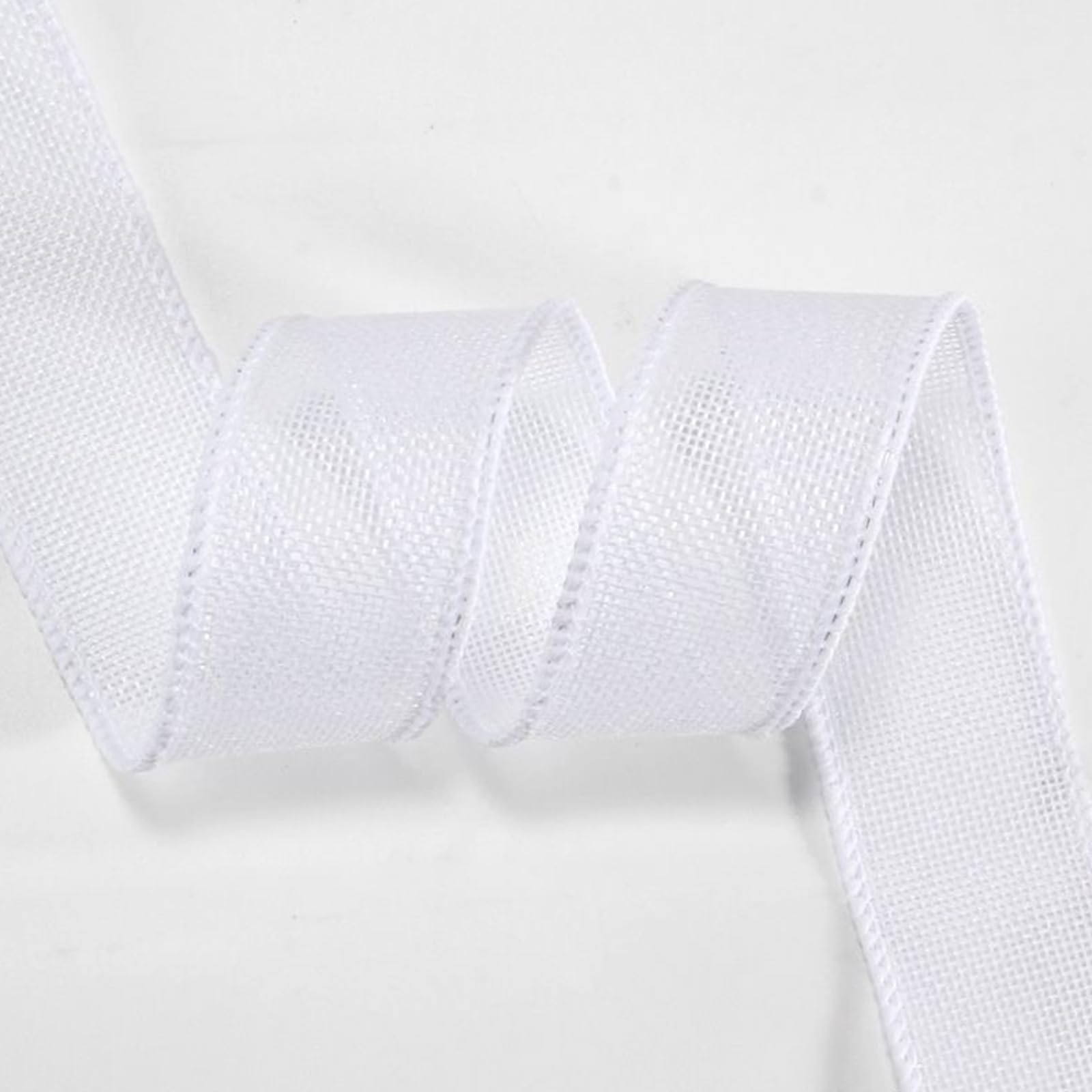 Weißes Juteband, 3,8 cm x 20 m, gewebtes Leinenband mit Draht