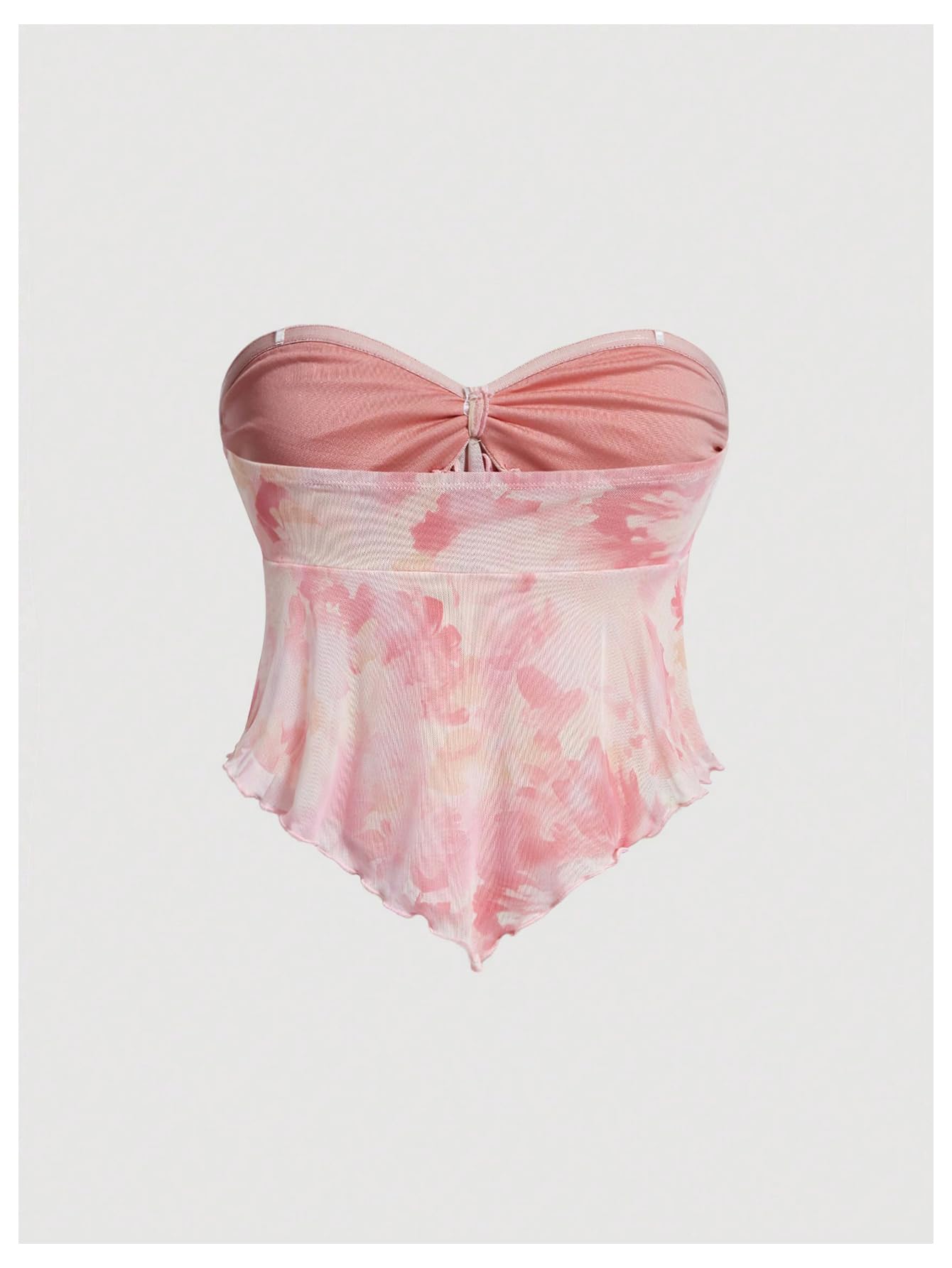 GORGLITTER Women's Floral Flowy Strapless Tube Top Babydoll Coquette Going Out Cute Bandeau Tops