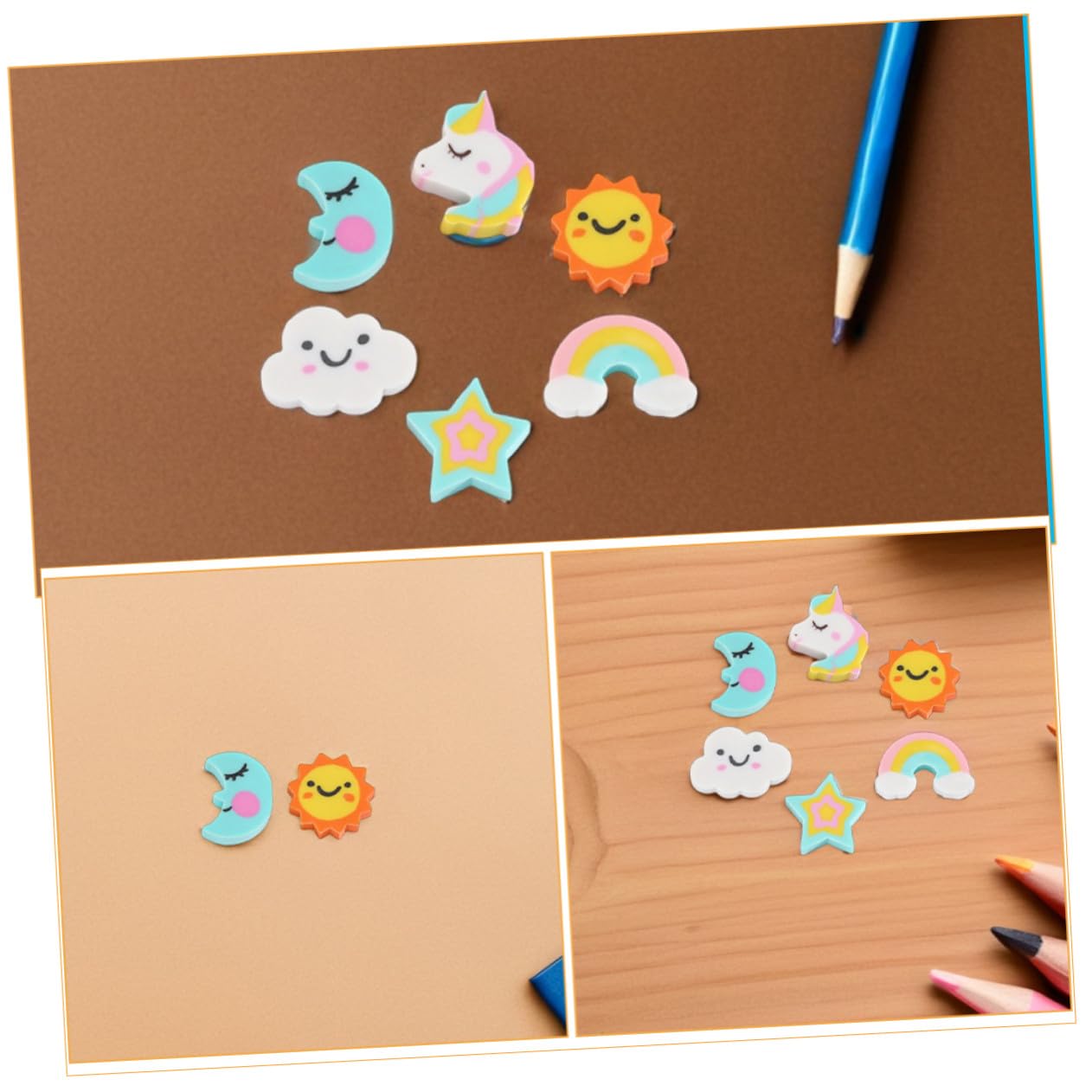 Gomme Mignonne 180pcs TPR Formes Nuage, Animal, Lune, Étoile