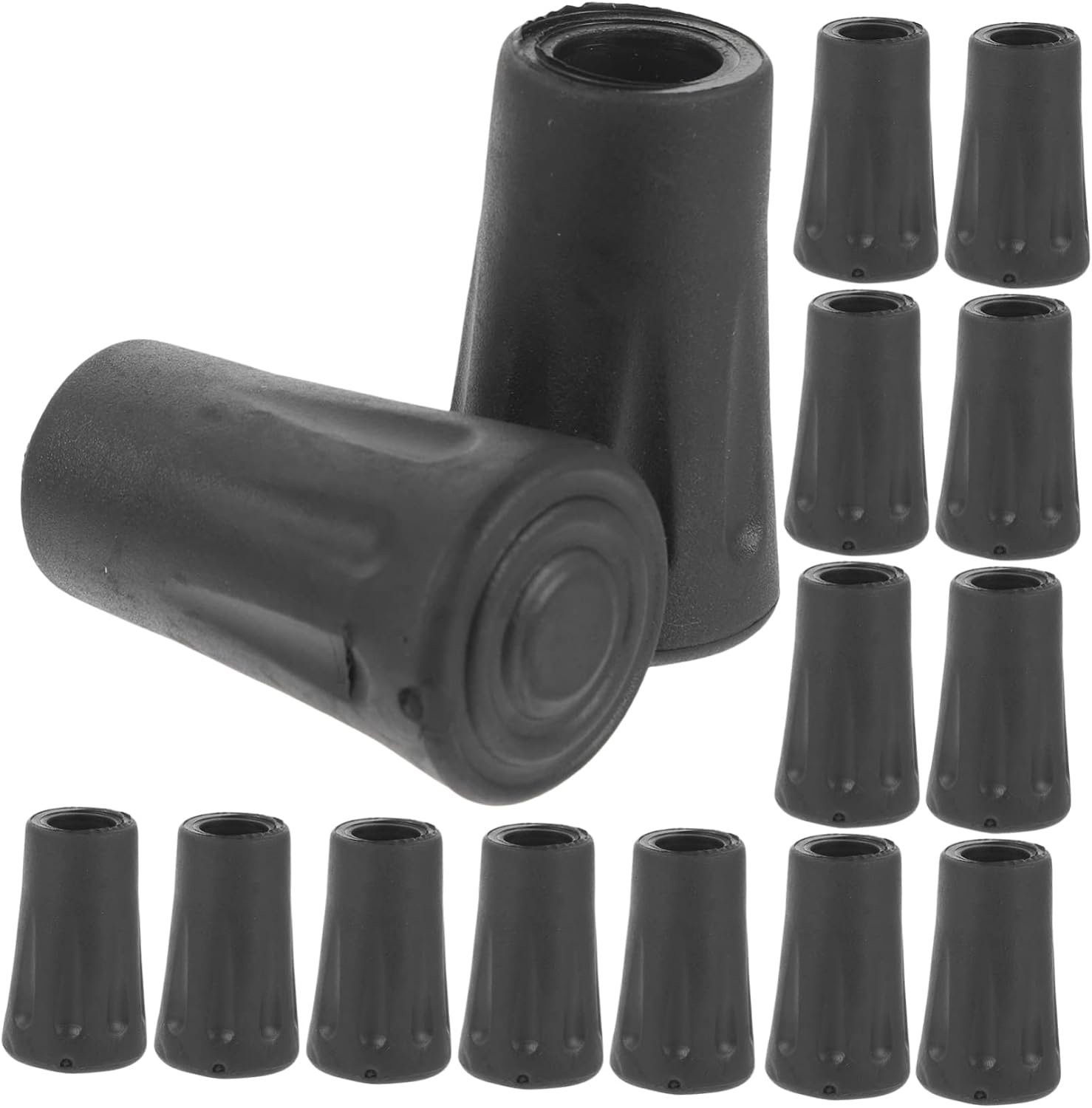 24pcs Trekking Pole Tips Non- Rubber Foot Covers for Hiking Sticks Crutch Replacement Tips Prevents Sinking Mud for Outdoor Adventures