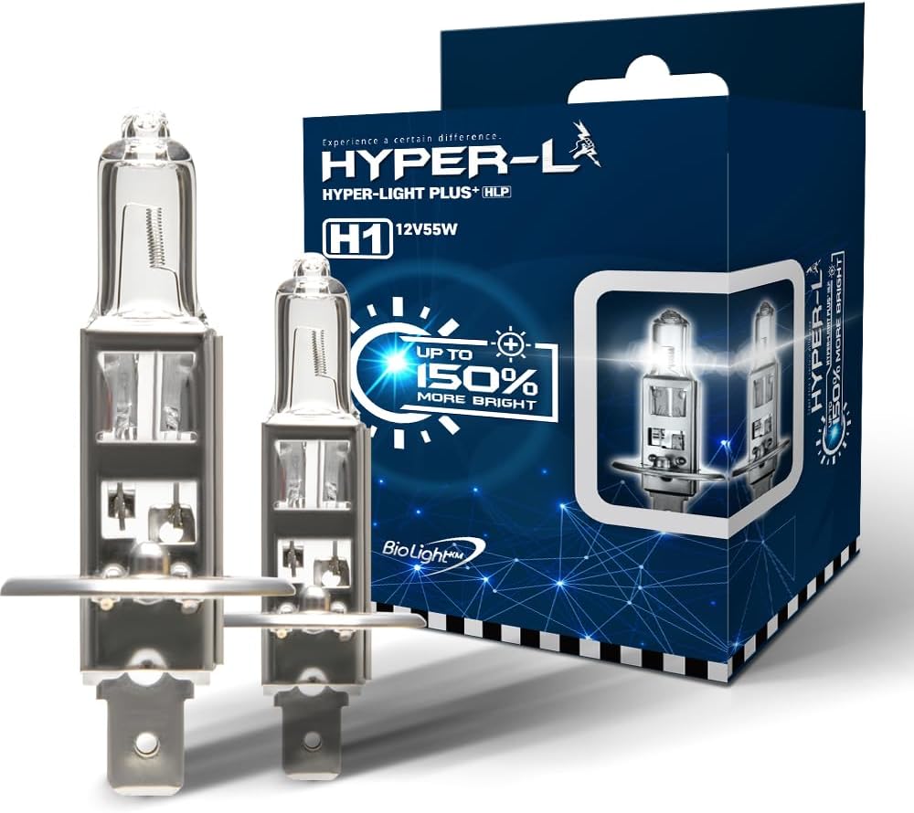 HLP Halogen Headlight Bulb, H1 Bulb, Super Bright 12V 55W Head Lights, 3200K，High and Low Beam，Fog Light, Automotive Light Bulbs, DOT Compliant (H1 2PACK)