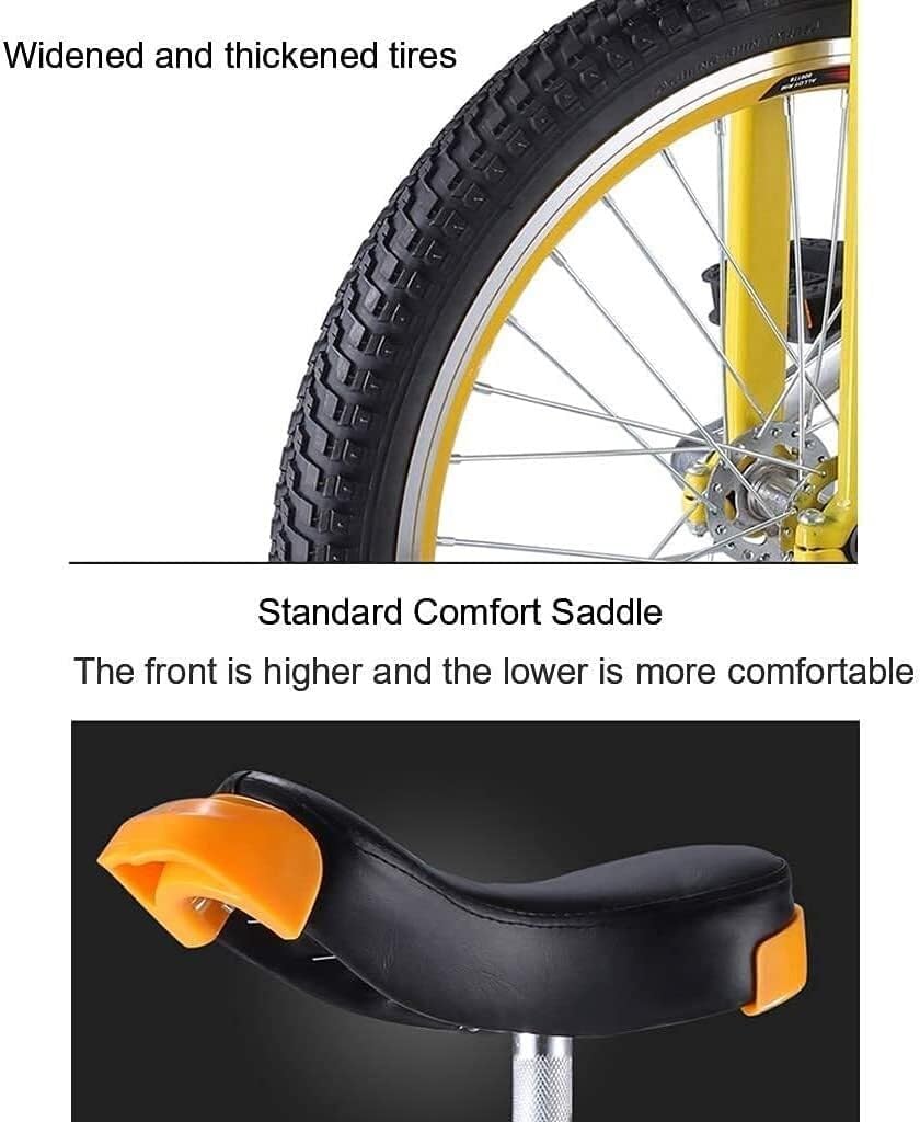 Unicycle Cycling for Outdoor Exercise, Standard Comfortable Saddle, Acrobatic Cycling for Beginners in Outdoor Sports (Color : Yellow, Size : 16 inch)