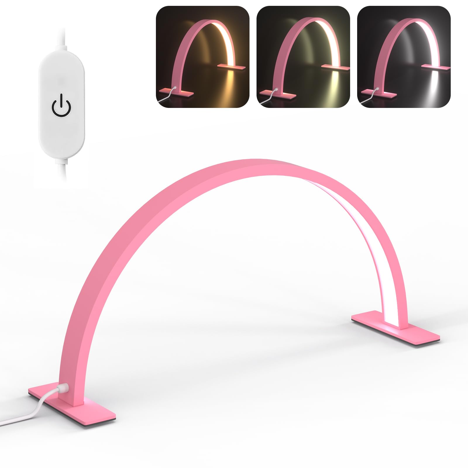 Beauty Star Half Moon Light for Nail Desk, Arch Lamp for Nail Tech, LED Pro Table Lash Lamp for Eyelash Extensions, Tattoo, Manicure, Esthetician, Eyebrow Tattooing?Pink?