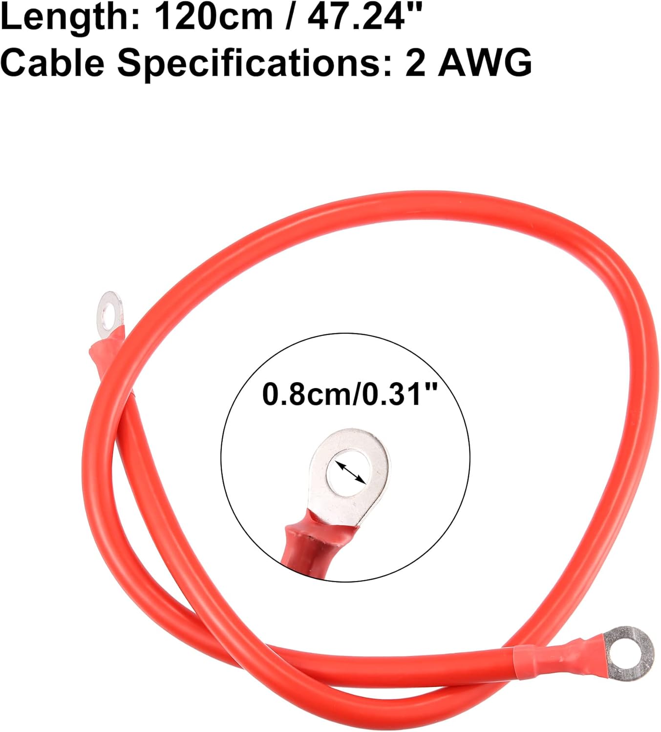 X AUTOHAUX 2pcs 2 AWG Gauge 120cm 5/16" Red Black Battery Cables Power Inverter Wire Set with SC Terminals Positive Negative for Car Solar RV Boat
