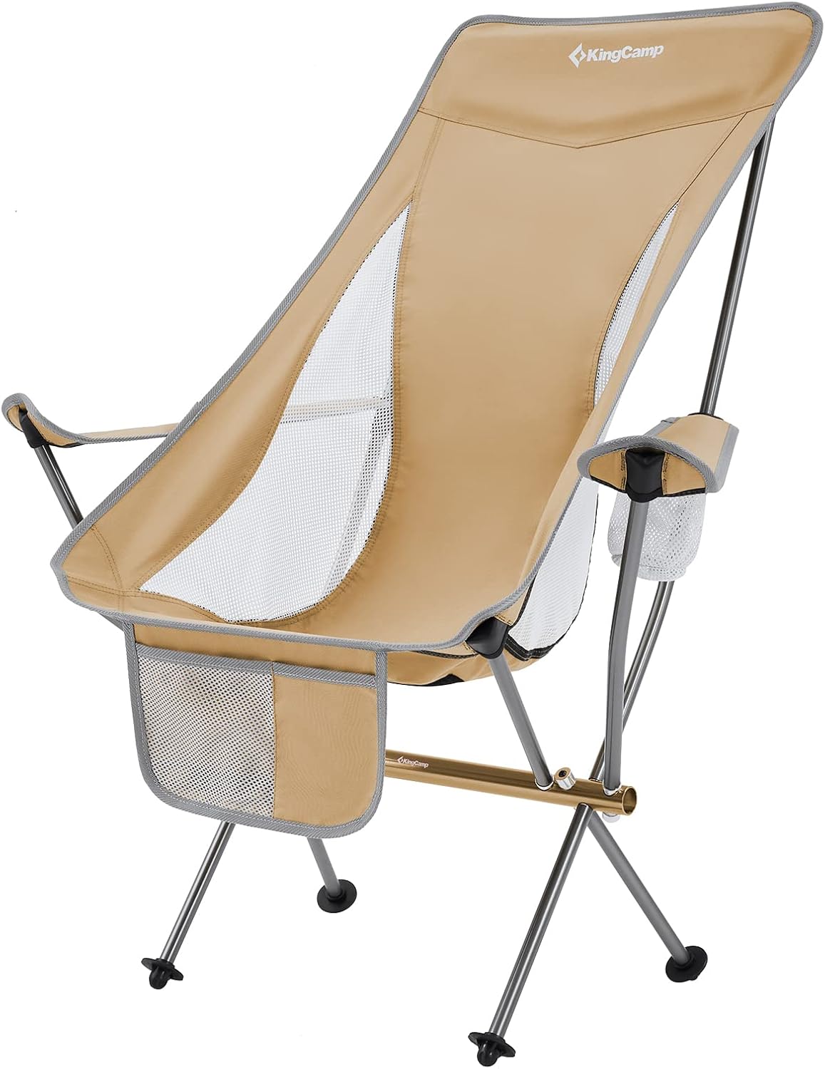 KingCamp Compact Camping Chair with Armrest Ultralight High Back Backpacking Chairs for Adults Lightweight Folding Chair Heavy Duty Support 265 Lbs Portable for Traveling, Lawn, Festival, Khaki : Everything Else