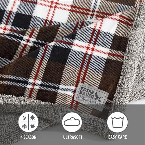 Image of Eddie Bauer - Throw Blanket, Ultra-Soft & Reversible Plush Bedding, Blanket for Couch & Bed (Trailhead Plaid Brown, 50 inch x 70 inch)