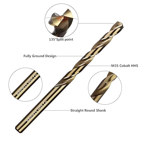 Miniatura 2 de BAIDETS - Juego de 10 brocas de cobalto de 532 pulgadas, juego de 10 brocas de acero de alta velocidad BAIDETS M35, juego de brocas helicoidales