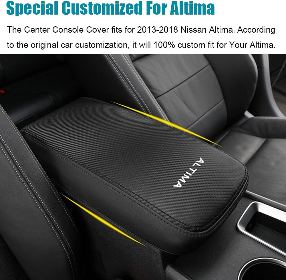 LEXLEY Armrest Box Cover Center Console Pad Waterproof Anti-Scratch Leather Protector Covers For Nissan Altima 2013-2018-Carbon fiber