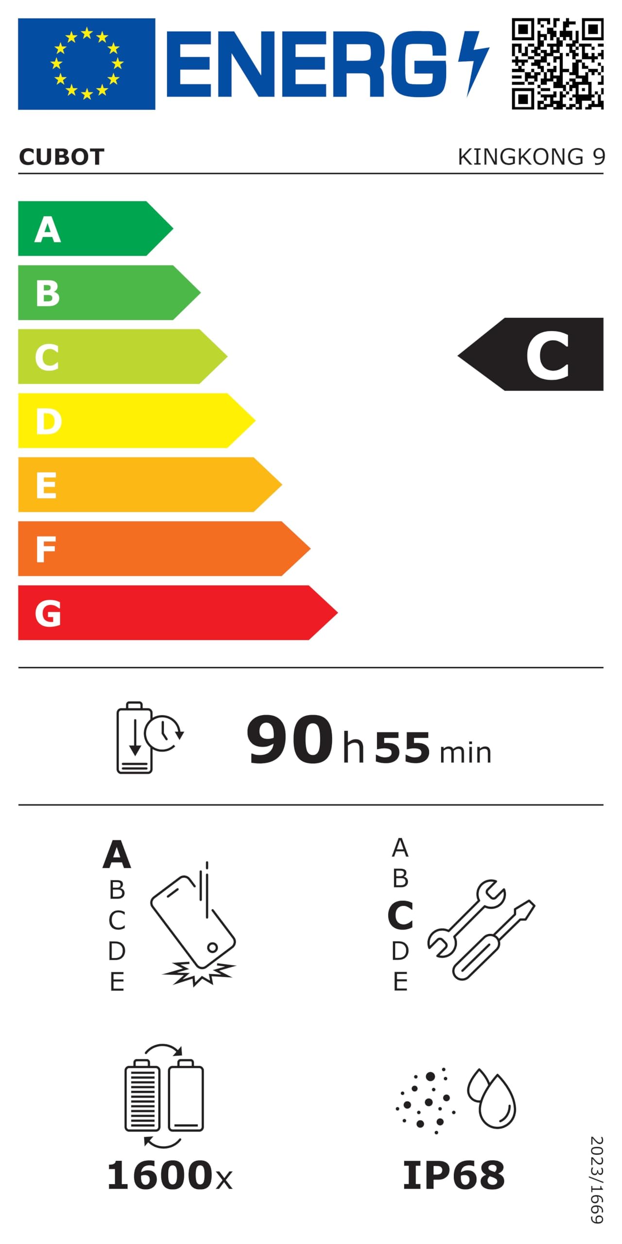 CUBOT Kingkong 8 Smartphone Incassable, 12GO+256GO Telephone Portable Incassable, 10600mAh, Écran 6.52" HD+, Android 13, Torche LED 5000LM, 48MP Caméra, 4G Dual SIM/NFC/OTG/Telephone De Chantier