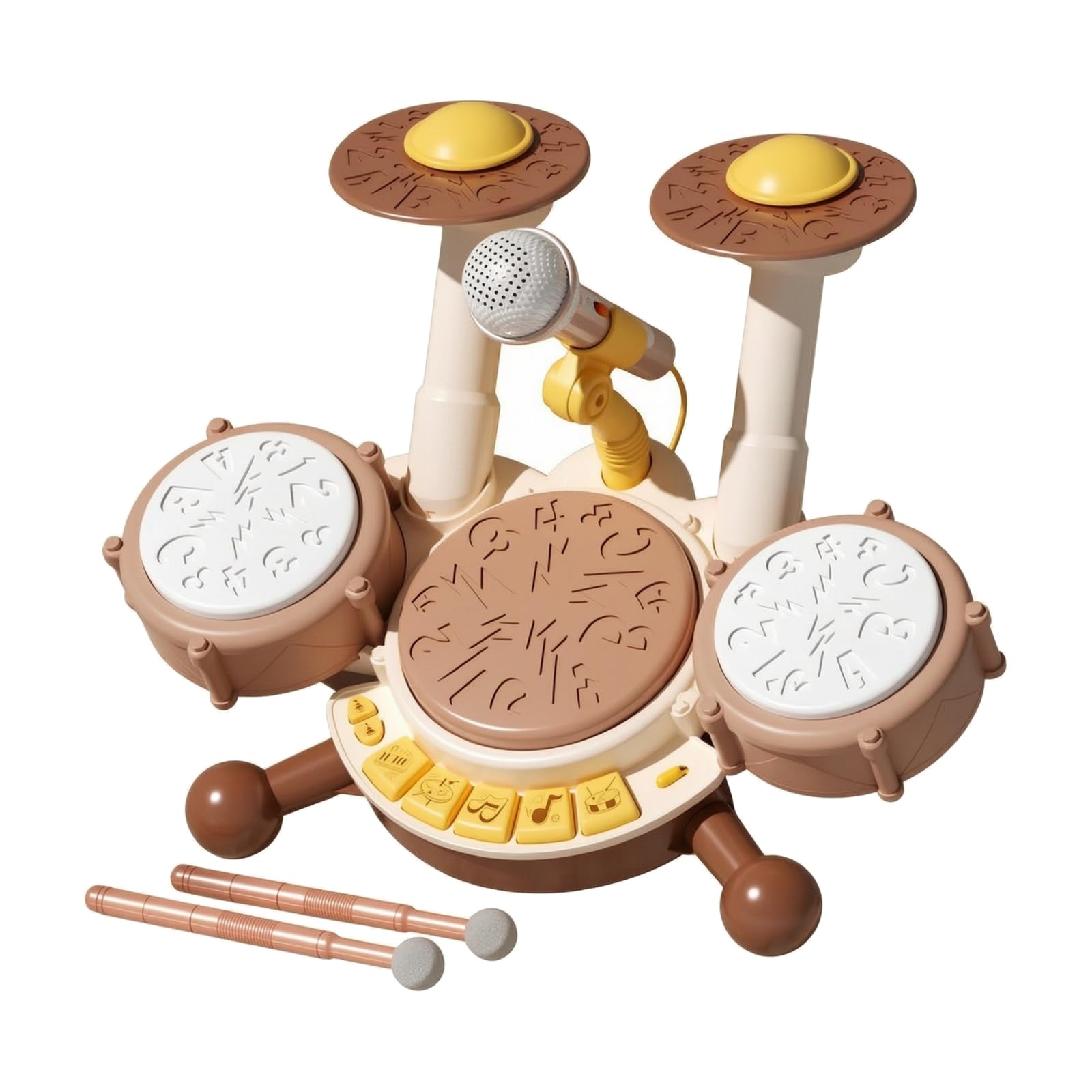 Set Batteria per Bambini Educativo Giocattolo con Microfono Non Tossico Strumento Musicale per Neonati, Cameretta, Casa